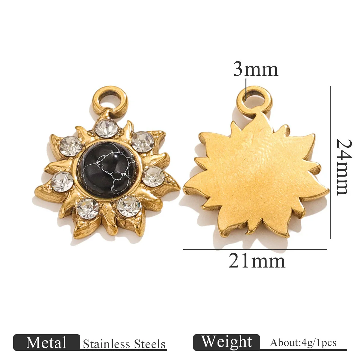 Stainless Steel Natural Stone Oil Drop Eight Eyes Pendant Necklace Jewelry Accessories - Image 13