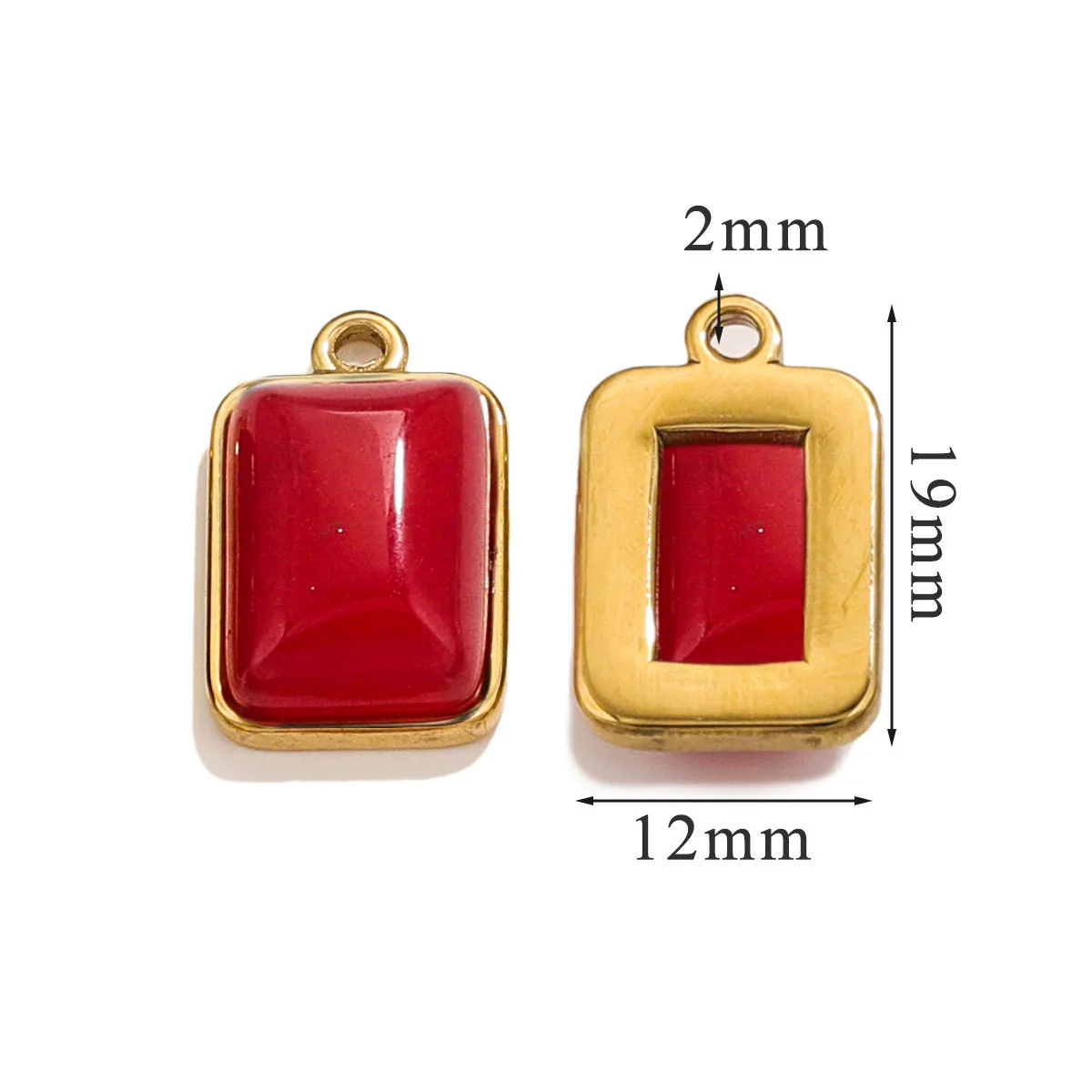 Stainless Steel Natural Stone Rectangular Pendant Electroplated Niche Fashion Diy - Image 10