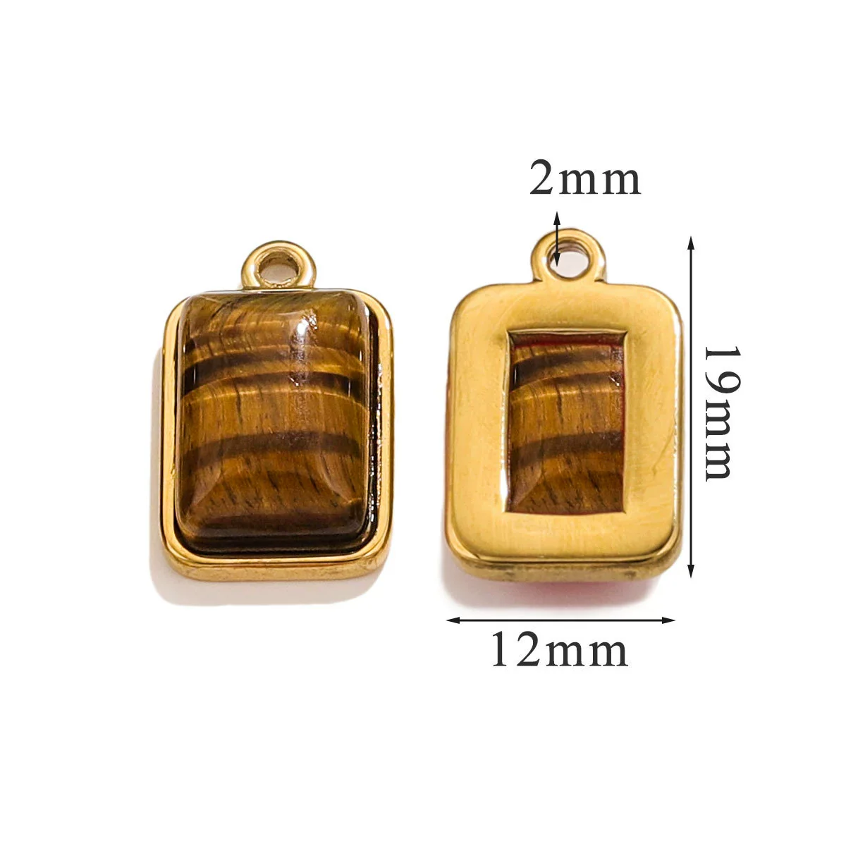 Stainless Steel Natural Stone Rectangular Pendant Electroplated Niche Fashion Diy - Image 6