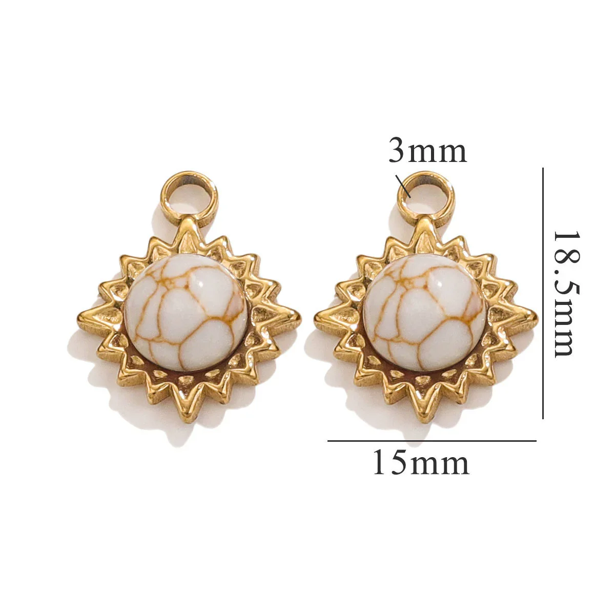 Stainless Steel Natural Stone Turquoise Pendant Necklace Earrings Diy Accessories With Electroplating And Geometric Ushape Design - Image 16