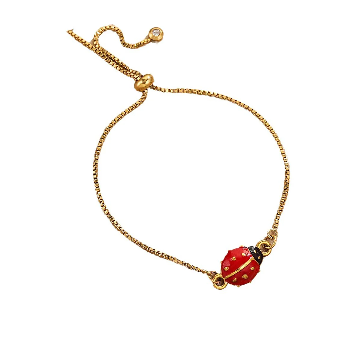 Stainless Steel Natural Style Box Chain Adjustable Bracelet With Flat Positioning Beads Electroplating Jewelry - Image 4