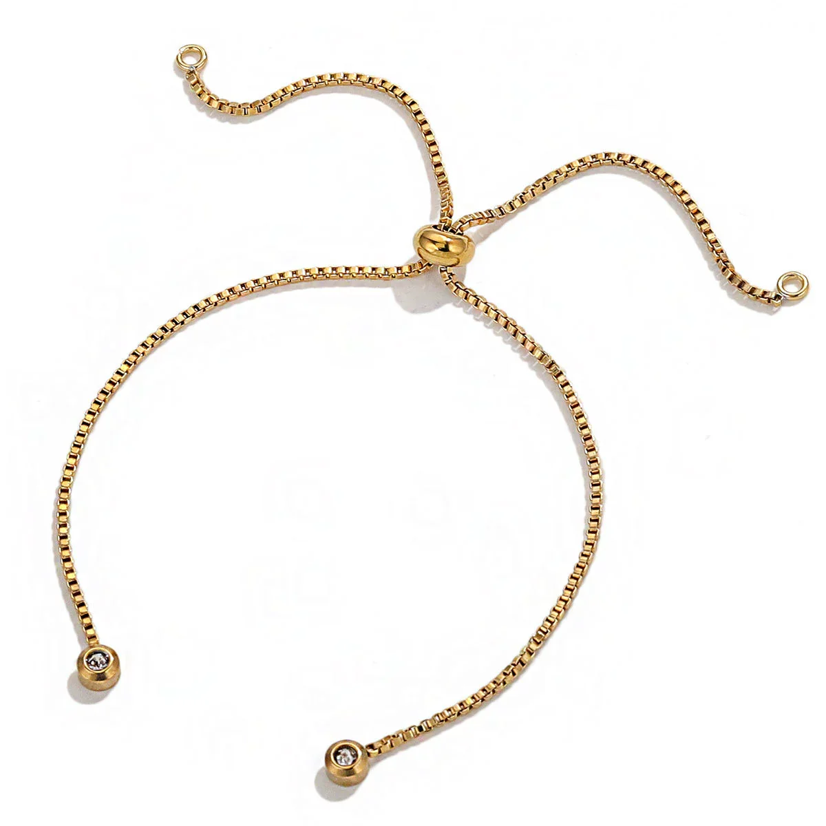Stainless Steel Natural Style Box Chain Adjustable Bracelet With Flat Positioning Beads Electroplating Jewelry - Image 5