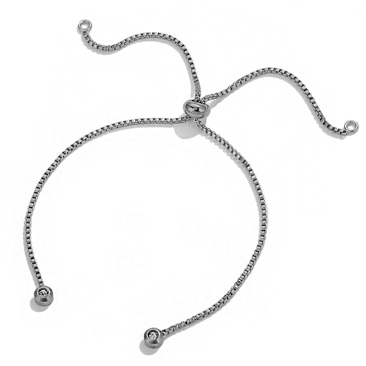 Stainless Steel Natural Style Box Chain Adjustable Bracelet With Flat Positioning Beads Electroplating Jewelry - Image 6
