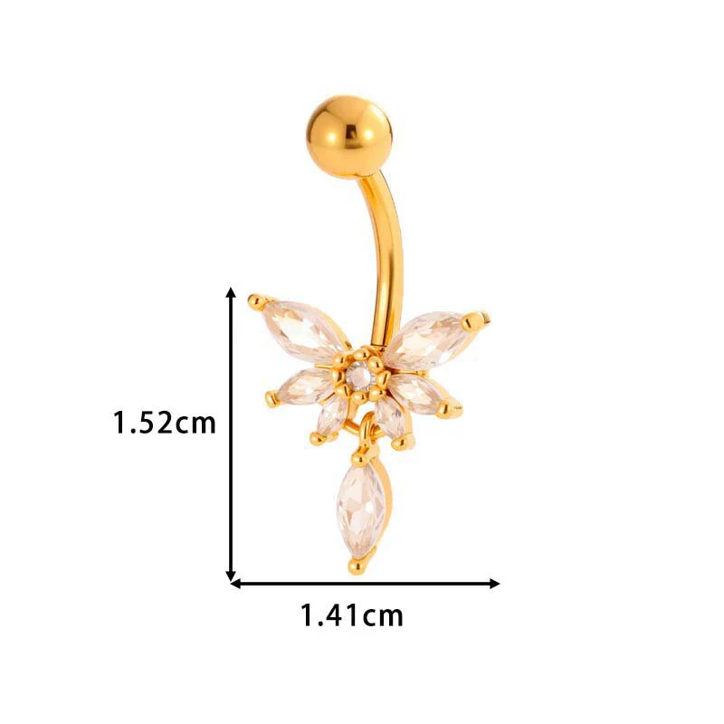 Stainless Steel Navel Button Jewelry Inlaid With Zircon Lace Cross For Women Electroplated - Image 19