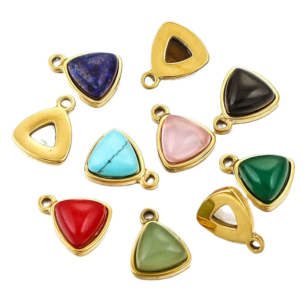Stainless Steel Niche Style Round Triangle Natural Stone Pendant With Electroplating Treatment - Image 5