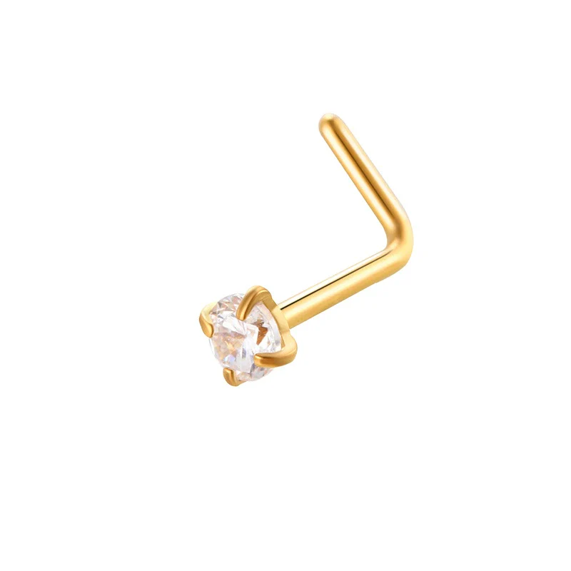 Stainless Steel Nose Nail Love Fivepointed Star Square Round Geometric Inlaid Zircon Puncture Jewelry For Women - Image 5