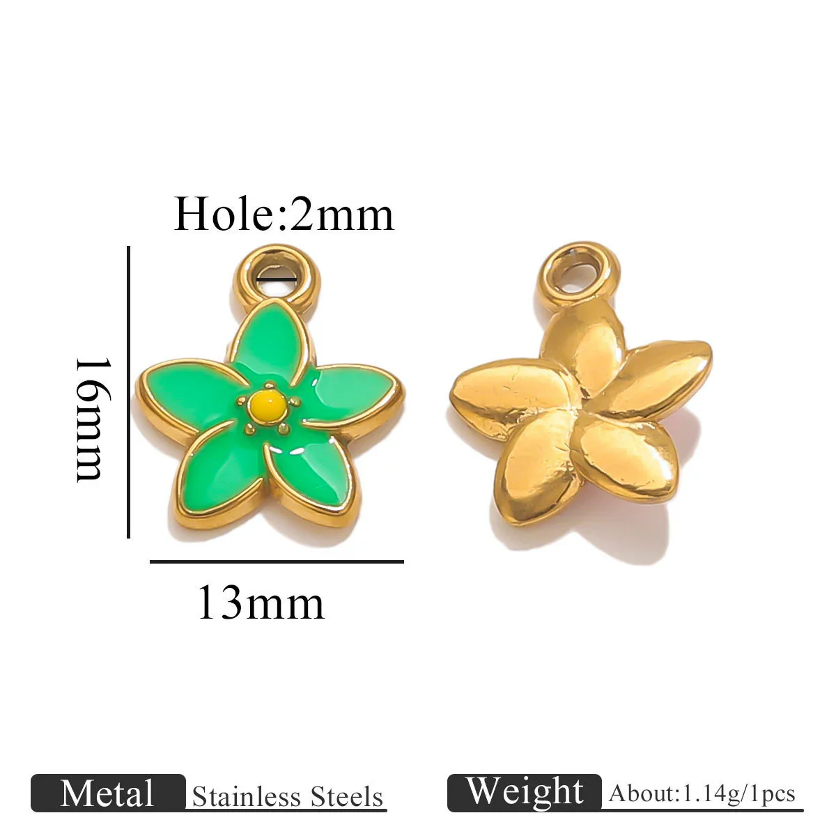 Stainless Steel Oil Dripping Dolphin Flower Shell Pendant Jewelry Accessories - Image 13