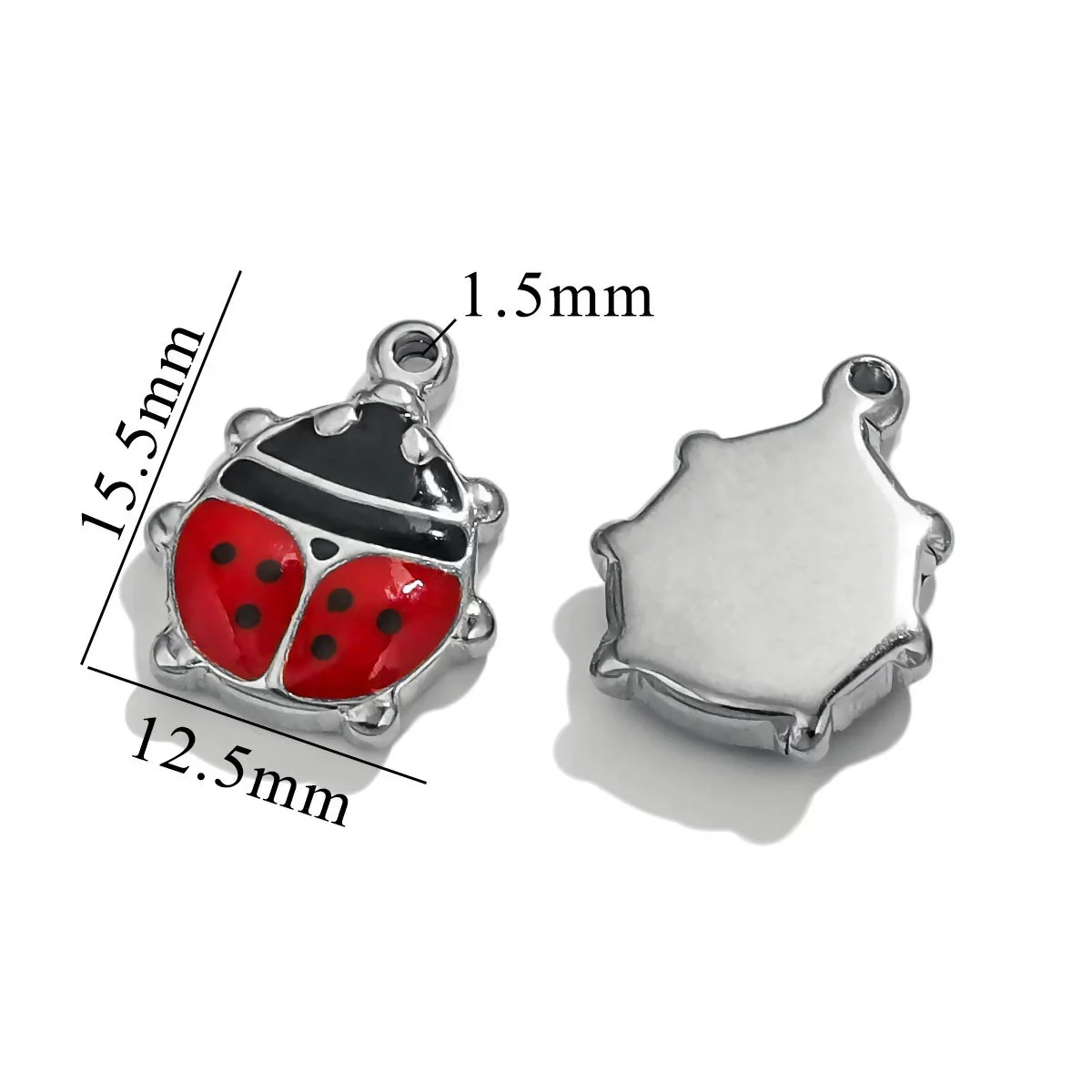 Stainless Steel Oil Dripping Ladybug Style Handmade Jewelry Pendant - Image 8