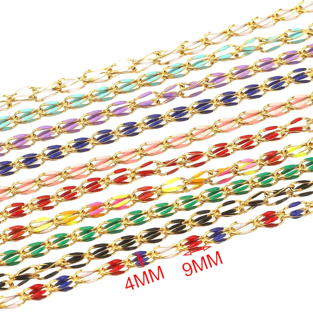 Stainless Steel Oil Dripping Twisted Oval Chain Titanium Steel Vacuum Electroplated Gold Chain For Necklace And Bracelet - Image 4