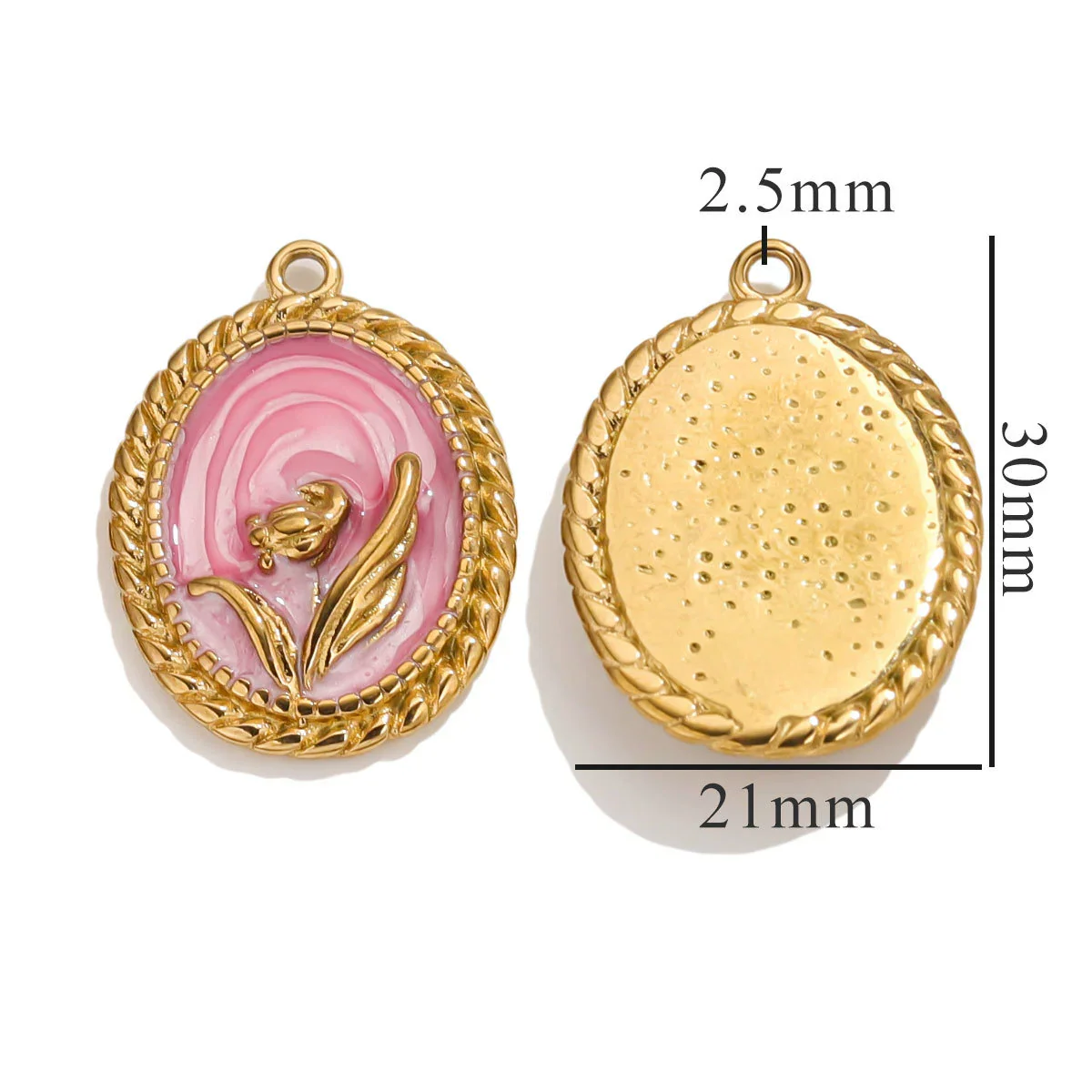 Stainless Steel Oil Drop And Flower Pearls Pendant Necklace Bracelet Accessories - Image 12