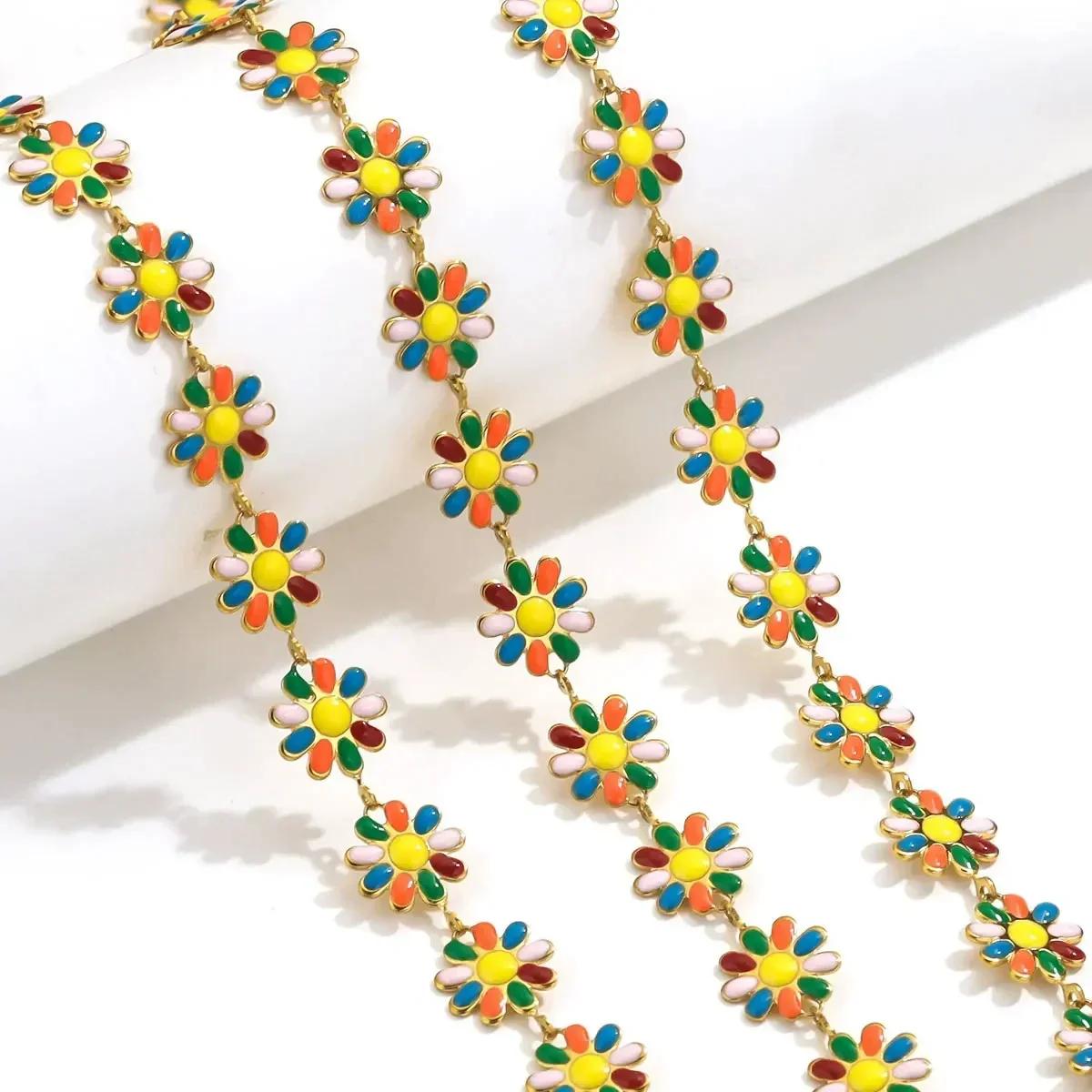 Stainless Steel Oil Drop Color Daisy Totem Handmade Jewelry Necklace Earrings - Image 12