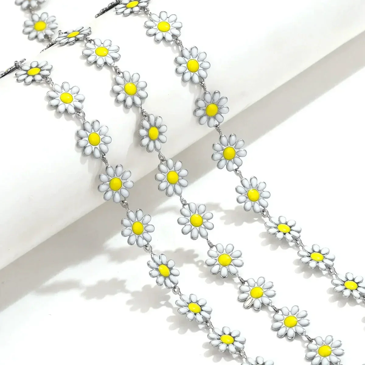 Stainless Steel Oil Drop Color Daisy Totem Handmade Jewelry Necklace Earrings - Image 14