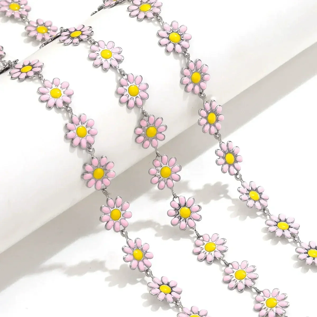 Stainless Steel Oil Drop Color Daisy Totem Handmade Jewelry Necklace Earrings - Image 15