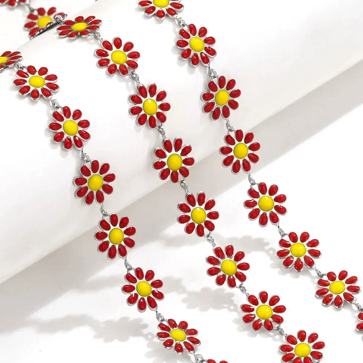 Stainless Steel Oil Drop Color Daisy Totem Handmade Jewelry Necklace Earrings - Image 17