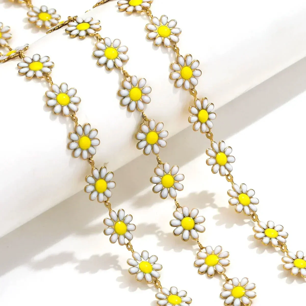 Stainless Steel Oil Drop Color Daisy Totem Handmade Jewelry Necklace Earrings - Image 6