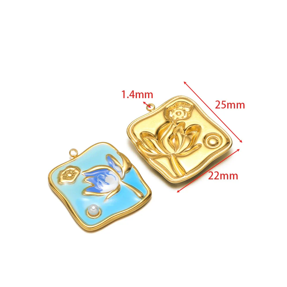 Stainless Steel Oil Drop Flower Geometric Pendant Jewelry Accessories - Image 10