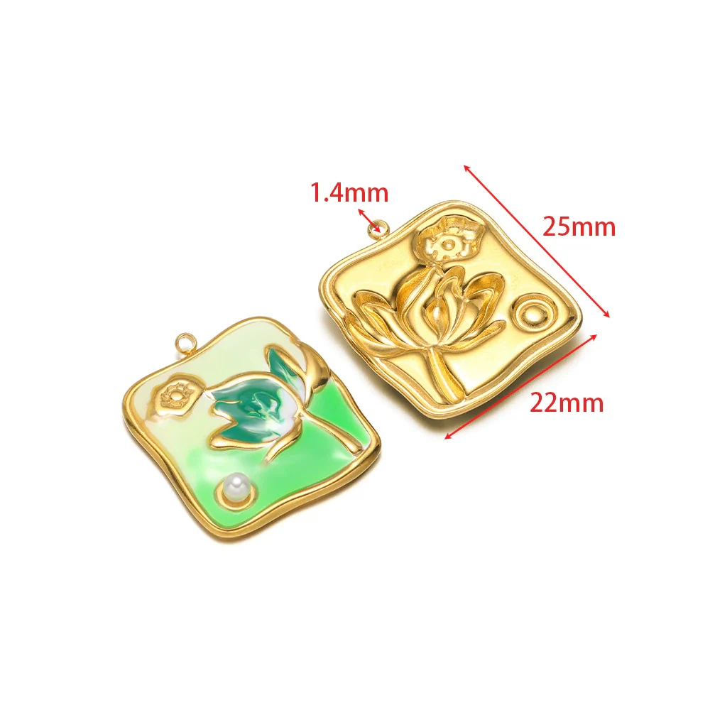 Stainless Steel Oil Drop Flower Geometric Pendant Jewelry Accessories - Image 11