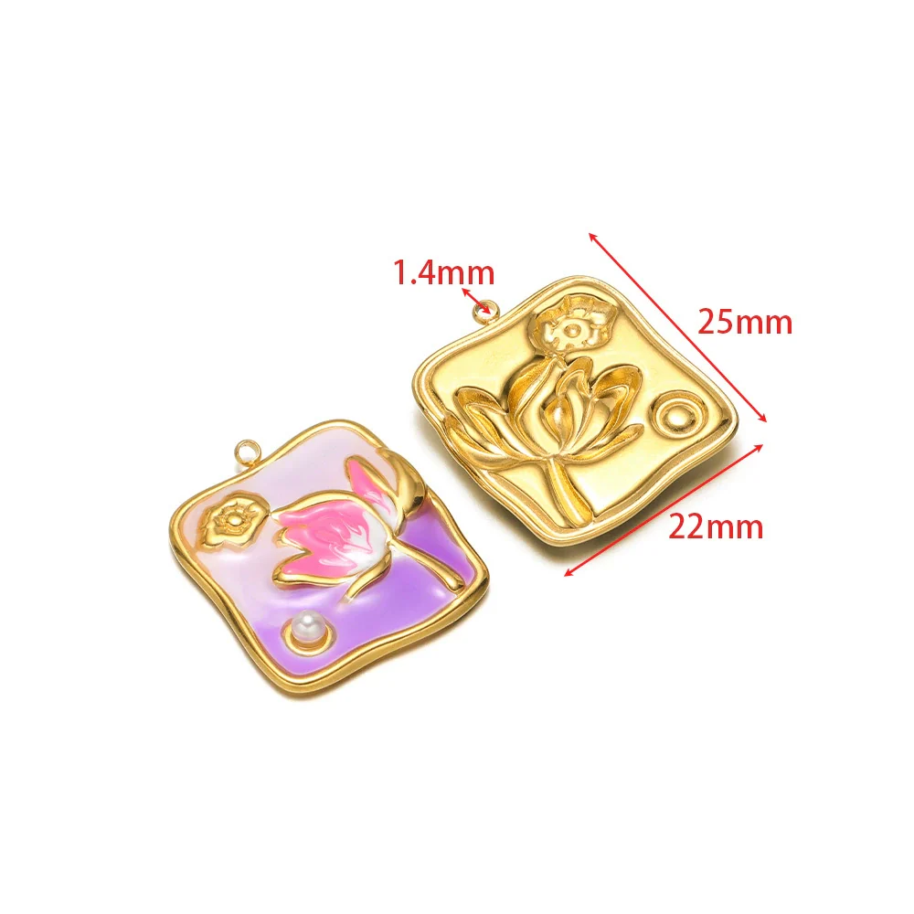 Stainless Steel Oil Drop Flower Geometric Pendant Jewelry Accessories - Image 13