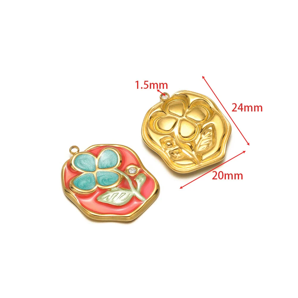 Stainless Steel Oil Drop Flower Geometric Pendant Jewelry Accessories - Image 14