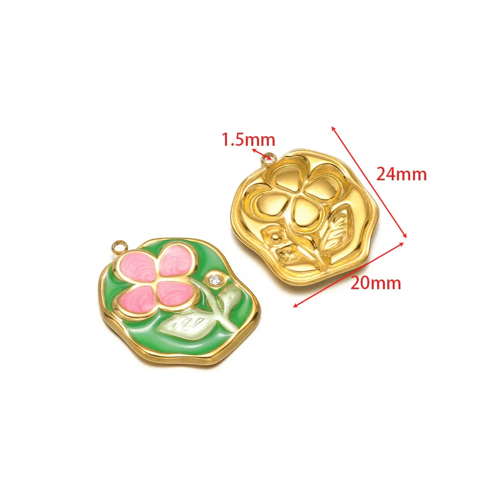 Stainless Steel Oil Drop Flower Geometric Pendant Jewelry Accessories - Image 15