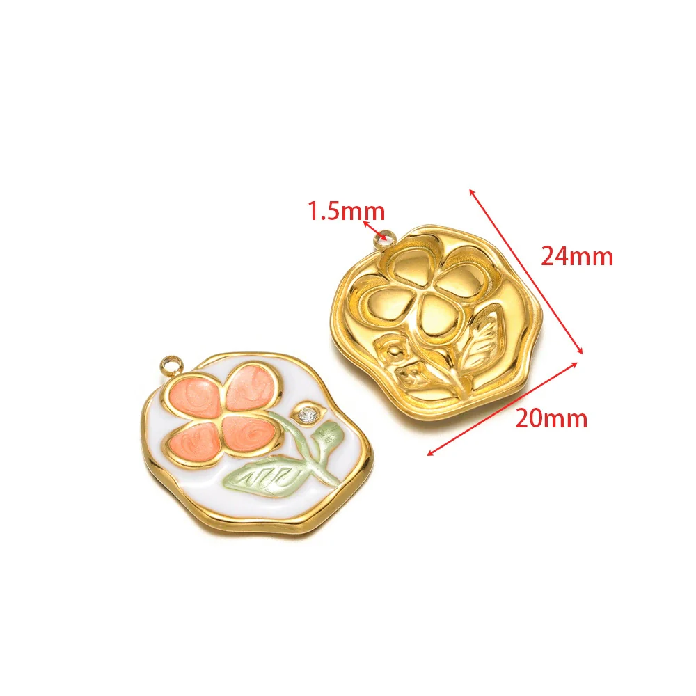 Stainless Steel Oil Drop Flower Geometric Pendant Jewelry Accessories - Image 16