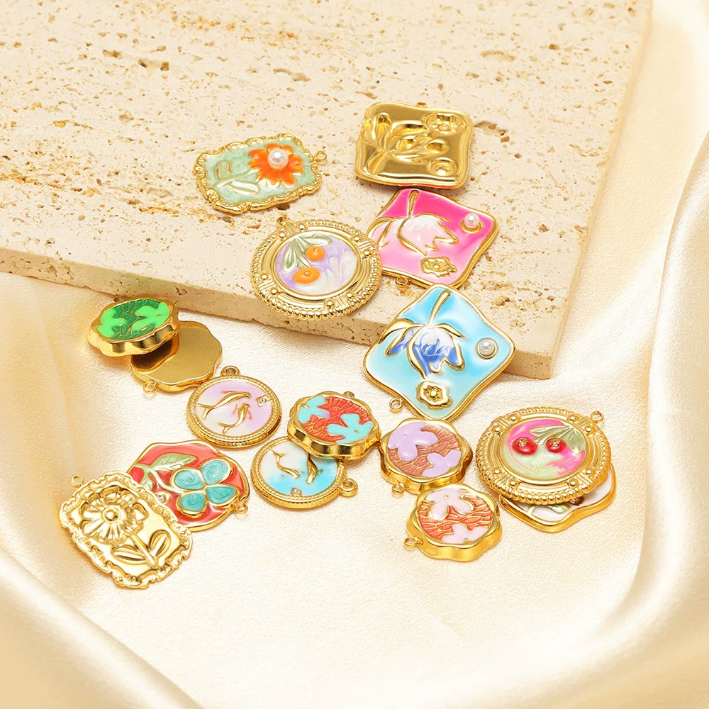 Stainless Steel Oil Drop Flower Geometric Pendant Jewelry Accessories - Image 4