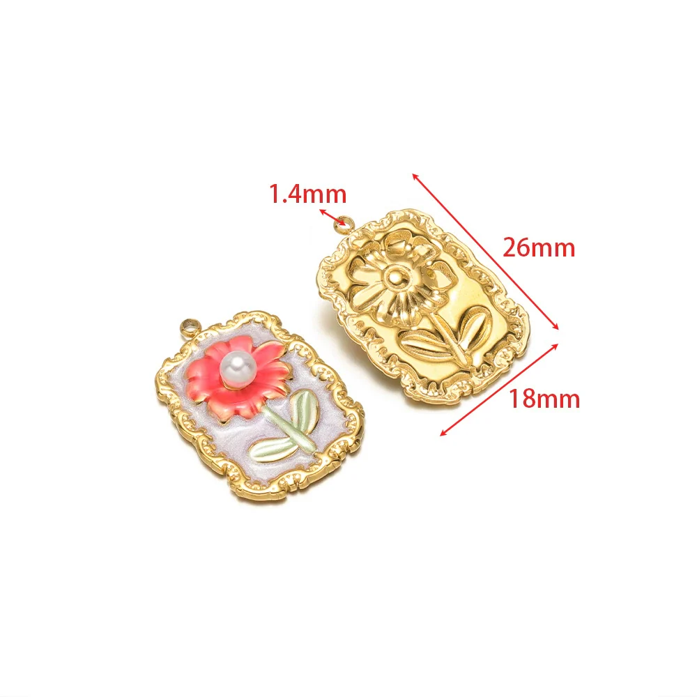 Stainless Steel Oil Drop Flower Geometric Pendant Jewelry Accessories - Image 6