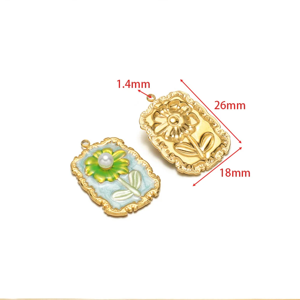 Stainless Steel Oil Drop Flower Geometric Pendant Jewelry Accessories - Image 8