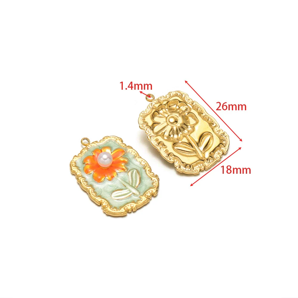 Stainless Steel Oil Drop Flower Geometric Pendant Jewelry Accessories - Image 9