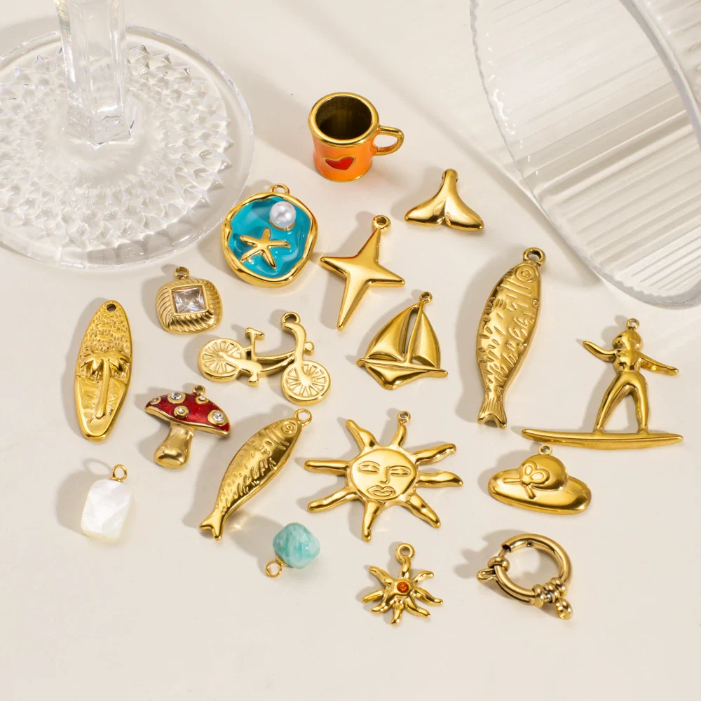 Stainless Steel Oildrip Coffee Cup Sailboat Fish Bicycle Pendant Accessories Electroplated