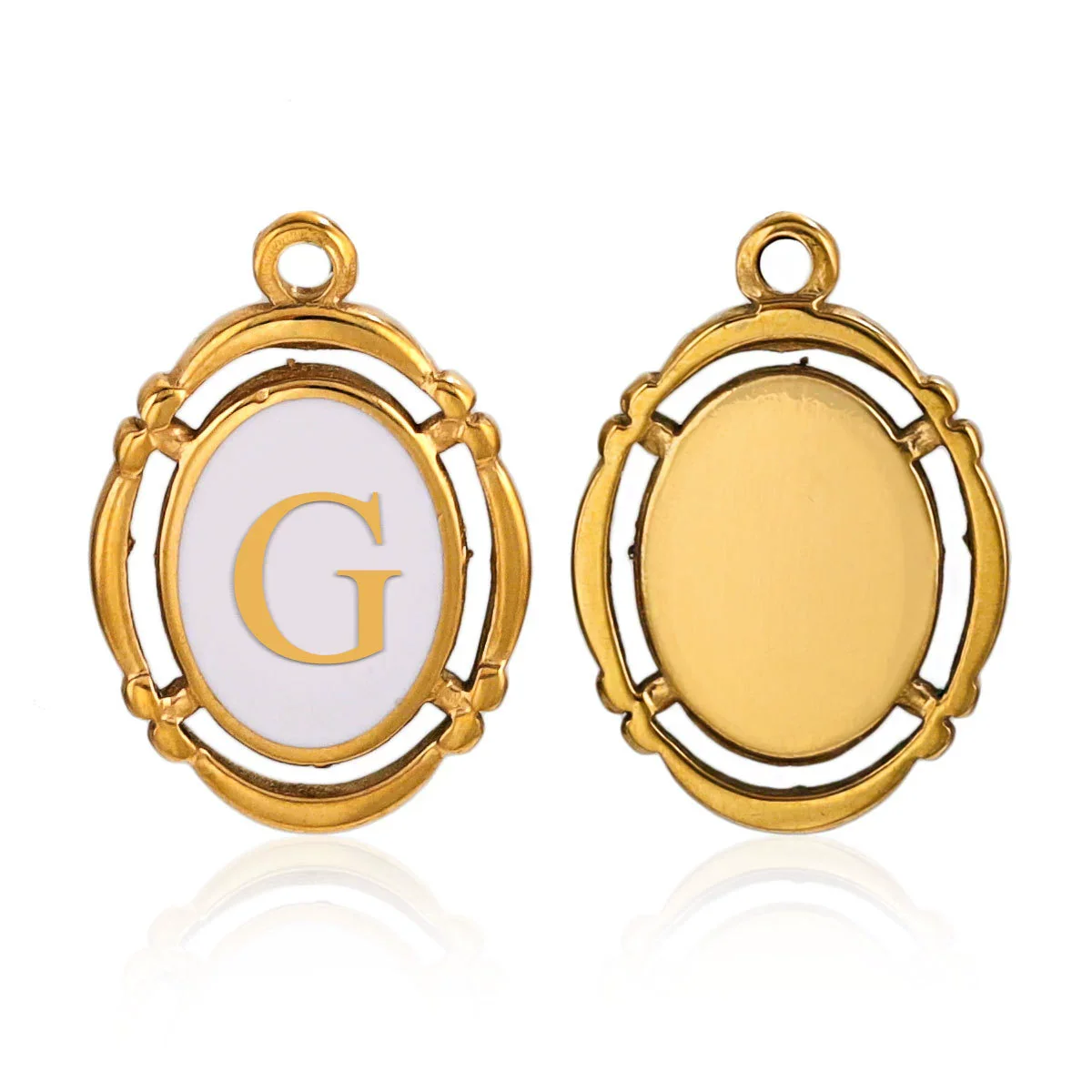 Stainless Steel Oval And Hexagonal Geometric Letter Pendant Jewelry Accessories With Electroplating - Image 12