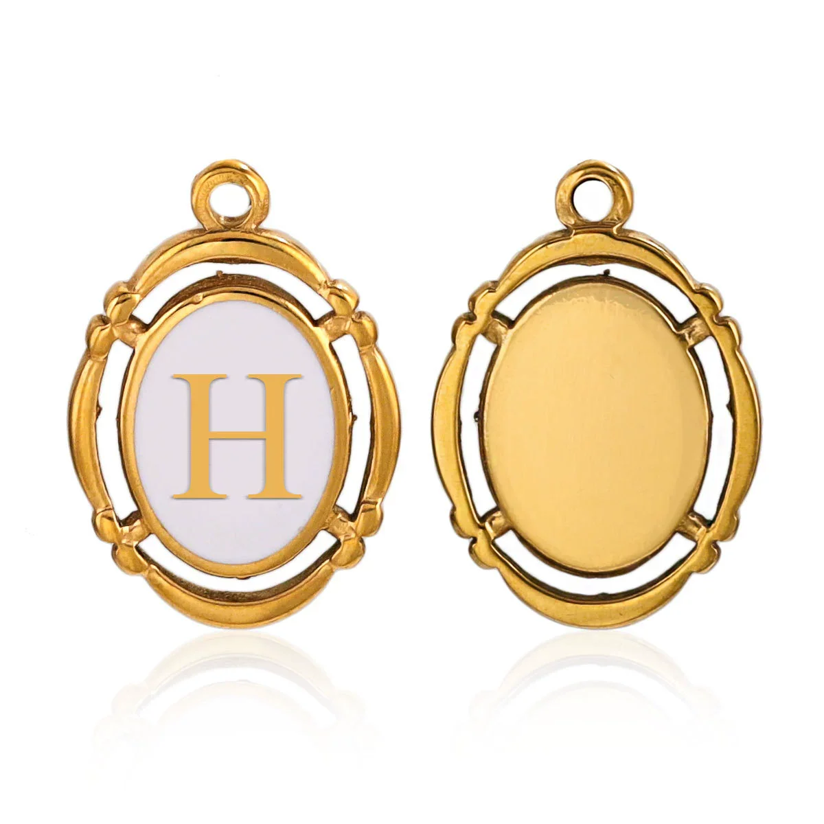 Stainless Steel Oval And Hexagonal Geometric Letter Pendant Jewelry Accessories With Electroplating - Image 13