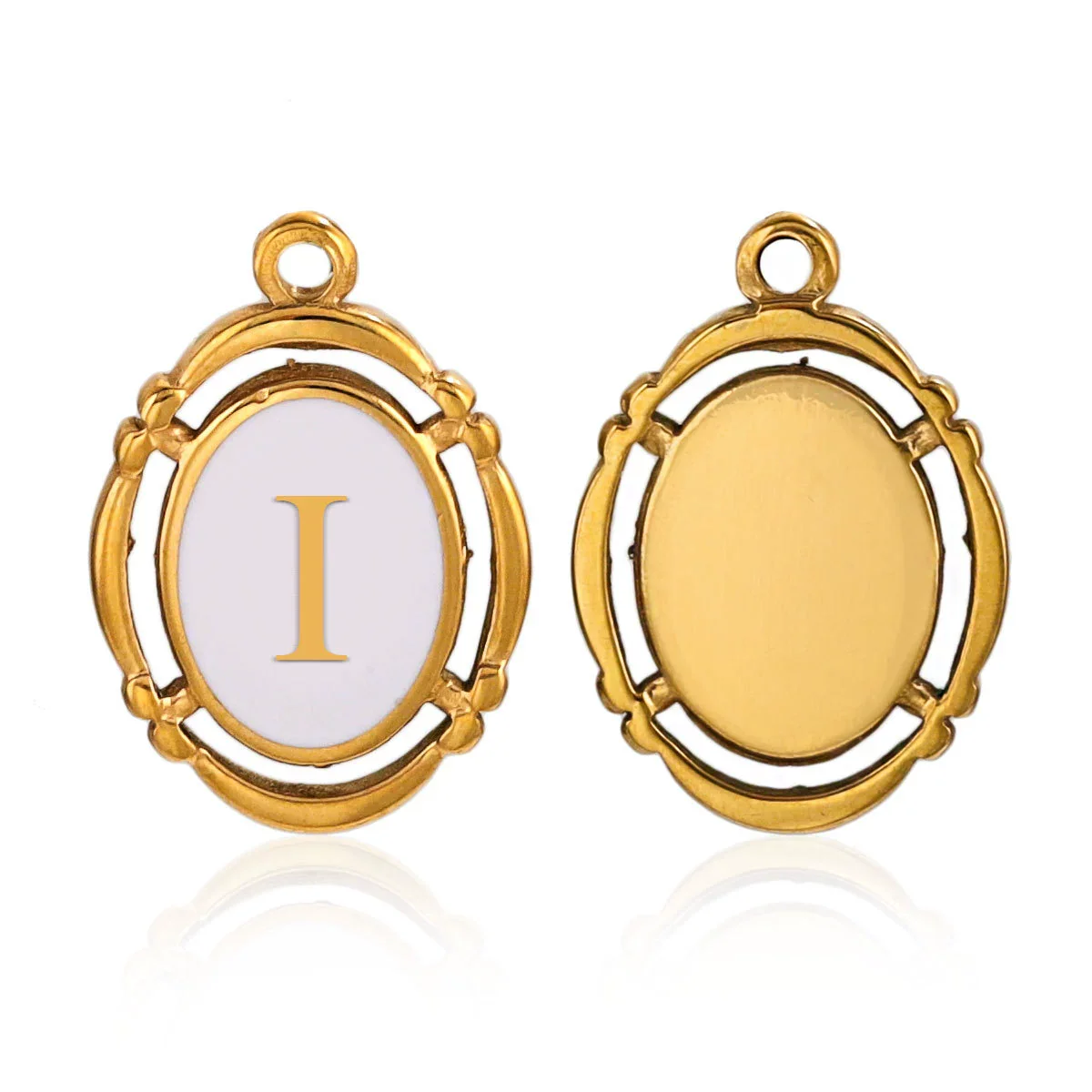 Stainless Steel Oval And Hexagonal Geometric Letter Pendant Jewelry Accessories With Electroplating - Image 14