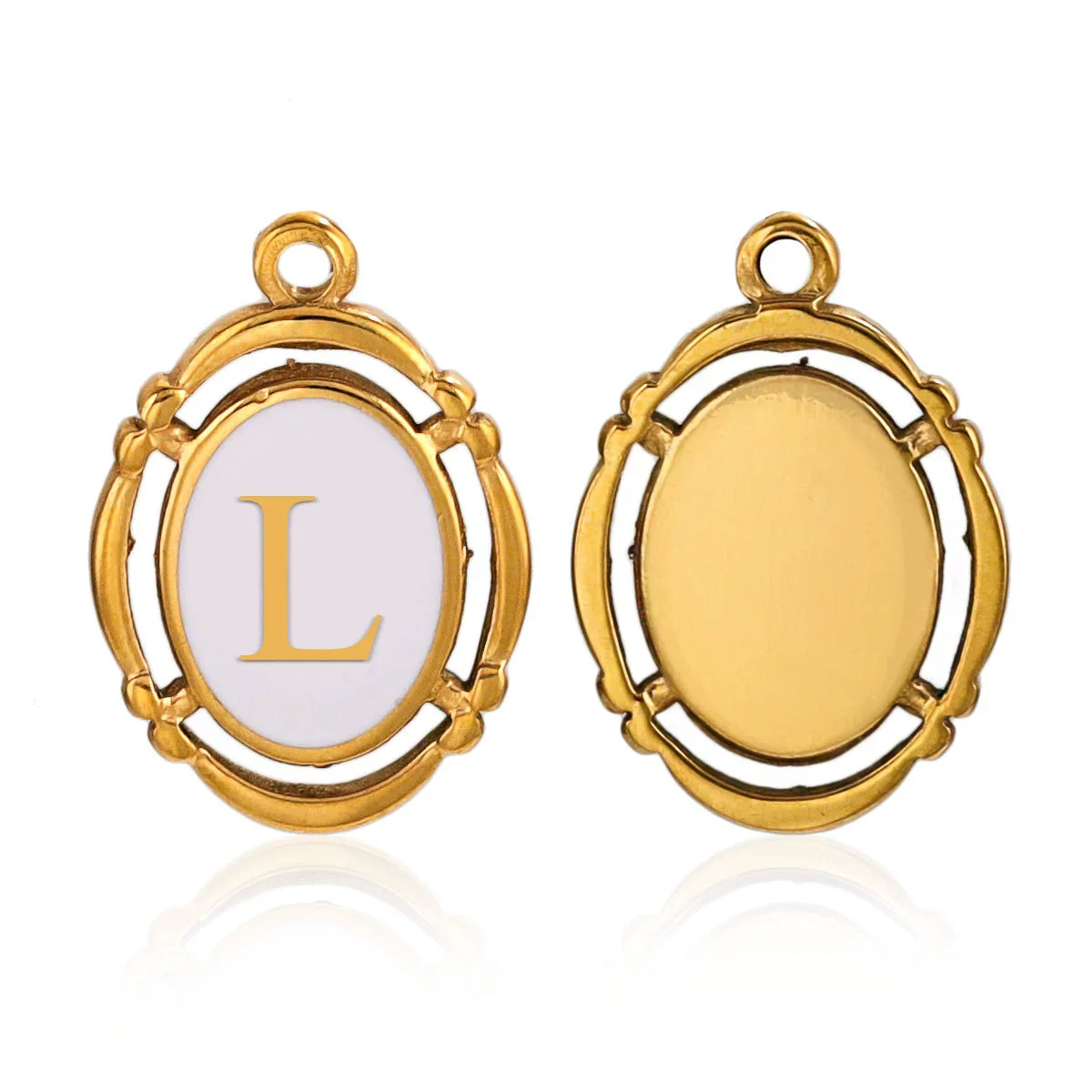 Stainless Steel Oval And Hexagonal Geometric Letter Pendant Jewelry Accessories With Electroplating - Image 17