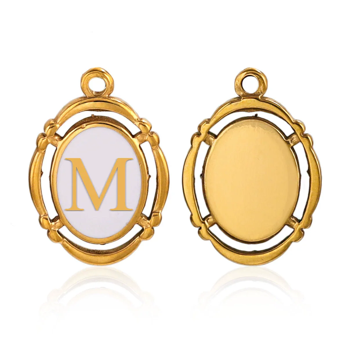 Stainless Steel Oval And Hexagonal Geometric Letter Pendant Jewelry Accessories With Electroplating - Image 18