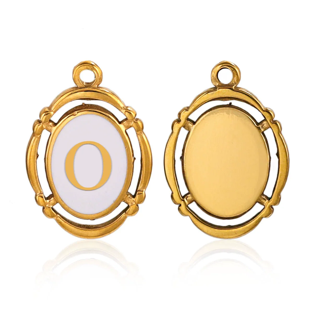 Stainless Steel Oval And Hexagonal Geometric Letter Pendant Jewelry Accessories With Electroplating - Image 20
