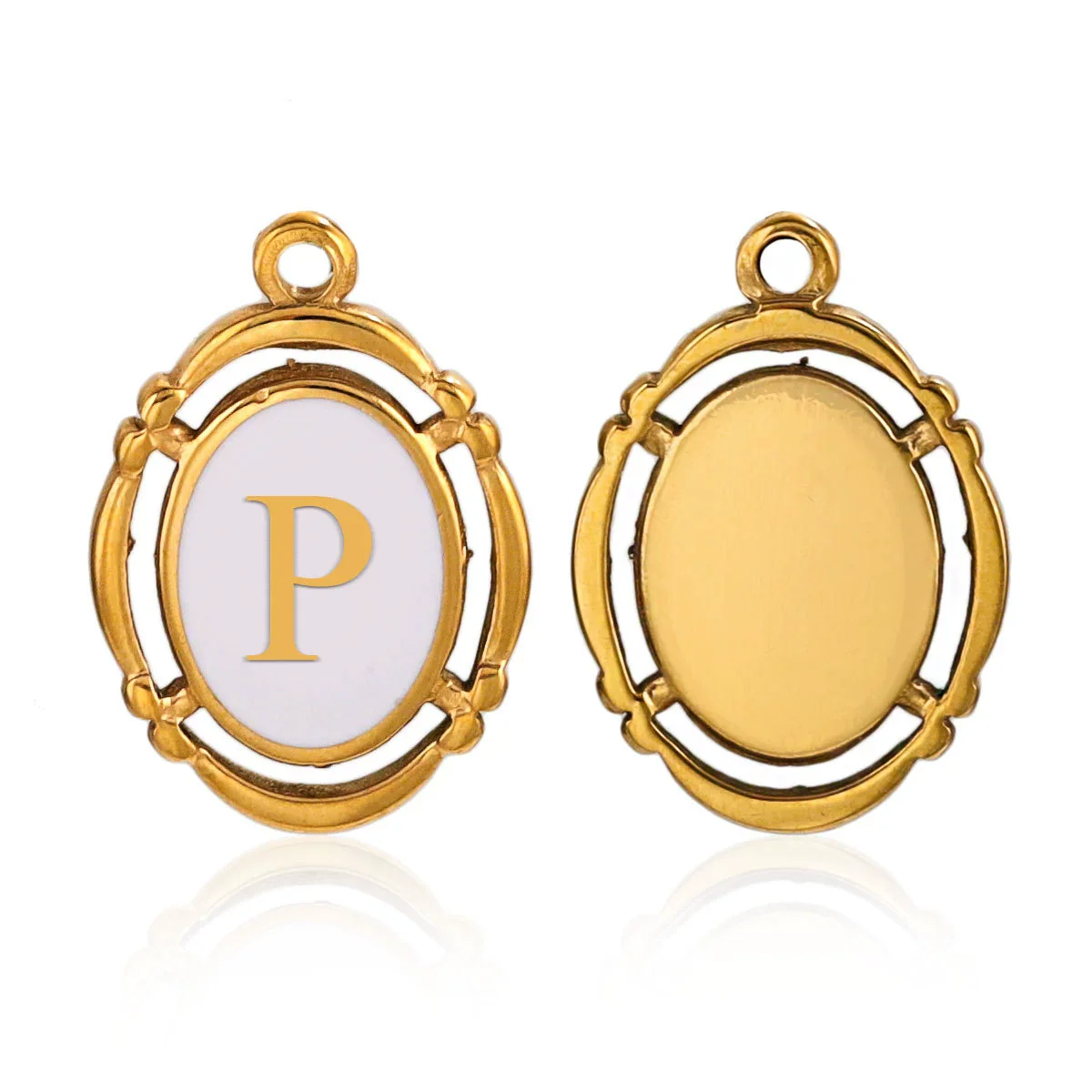 Stainless Steel Oval And Hexagonal Geometric Letter Pendant Jewelry Accessories With Electroplating - Image 21