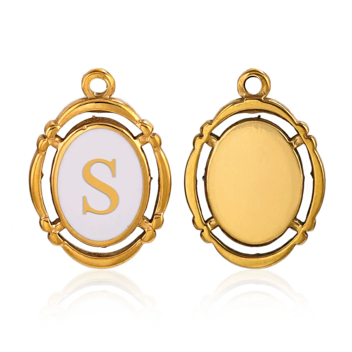 Stainless Steel Oval And Hexagonal Geometric Letter Pendant Jewelry Accessories With Electroplating - Image 24