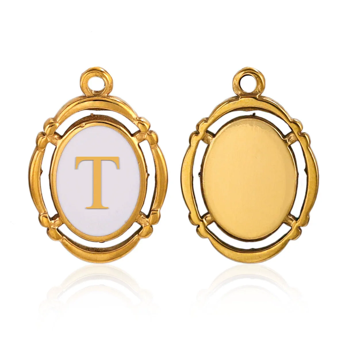 Stainless Steel Oval And Hexagonal Geometric Letter Pendant Jewelry Accessories With Electroplating - Image 25