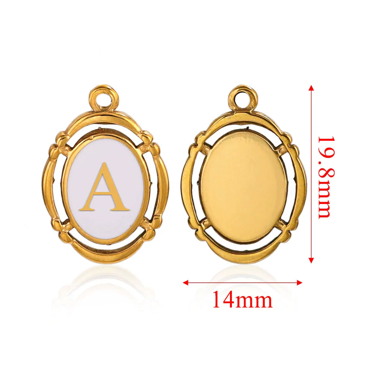Stainless Steel Oval And Hexagonal Geometric Letter Pendant Jewelry Accessories With Electroplating - Image 4