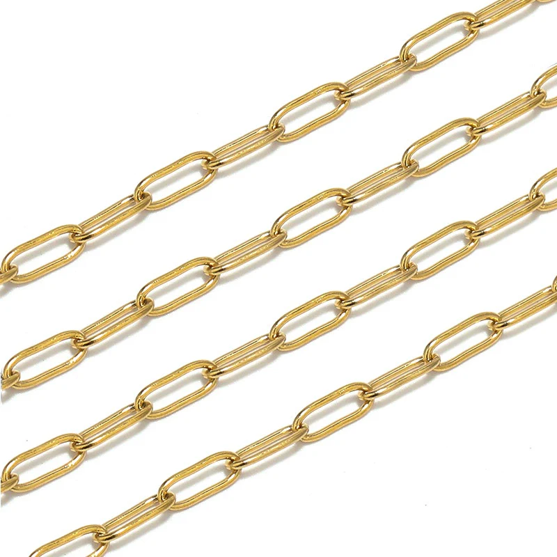 Stainless Steel Oval Cross Chain O Chain Paper Clip Chain Geometric Hip Hop Necklace Chain For Women With Electroplating And Return Pattern