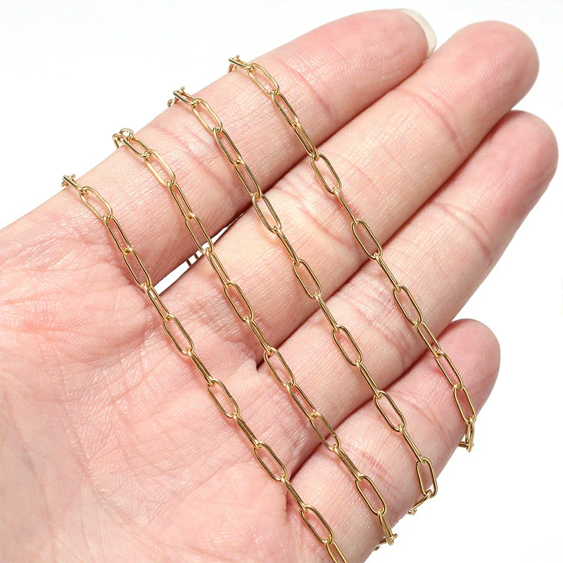 Stainless Steel Oval Cross Chain O Chain Paper Clip Chain Geometric Hip Hop Necklace Chain For Women With Electroplating And Return Pattern - Image 3