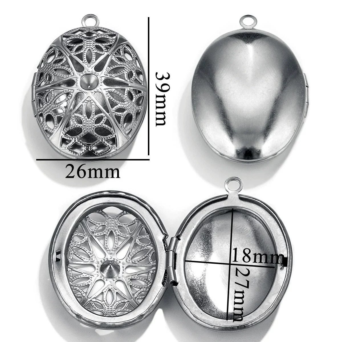 Stainless Steel Oval Photo Box Pendant Jewelry Accessories With Vintage Embossed Pattern And Electroplating - Image 13