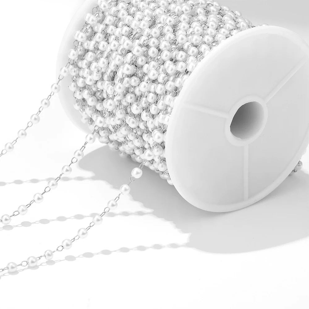Stainless Steel Pearl Round Bead Handmade Electroplated Chain Bracelet Jewelry Accessories - Image 2