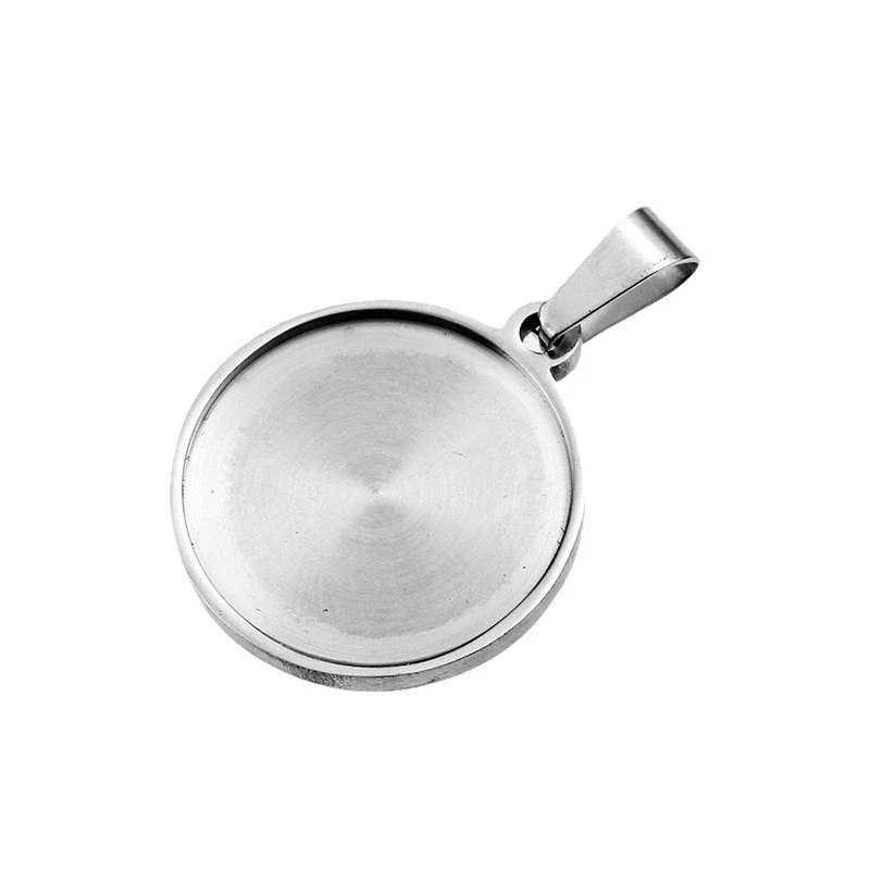Stainless Steel Pendant With Round Base Tray Carved And Return Pattern Electroplated Accessories - Image 5
