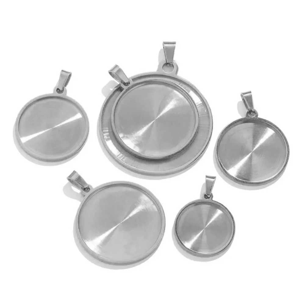 Stainless Steel Pendant With Round Base Tray Carved And Return Pattern Electroplated Accessories - Image 6