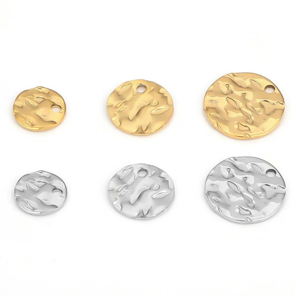 Stainless Steel Pleated Disc Embossed Pendant Jewelry Accessories With Round Pattern And Electroplating