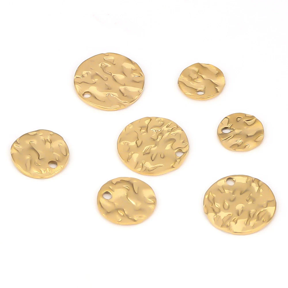 Stainless Steel Pleated Disc Embossed Pendant Jewelry Accessories With Round Pattern And Electroplating - Image 2