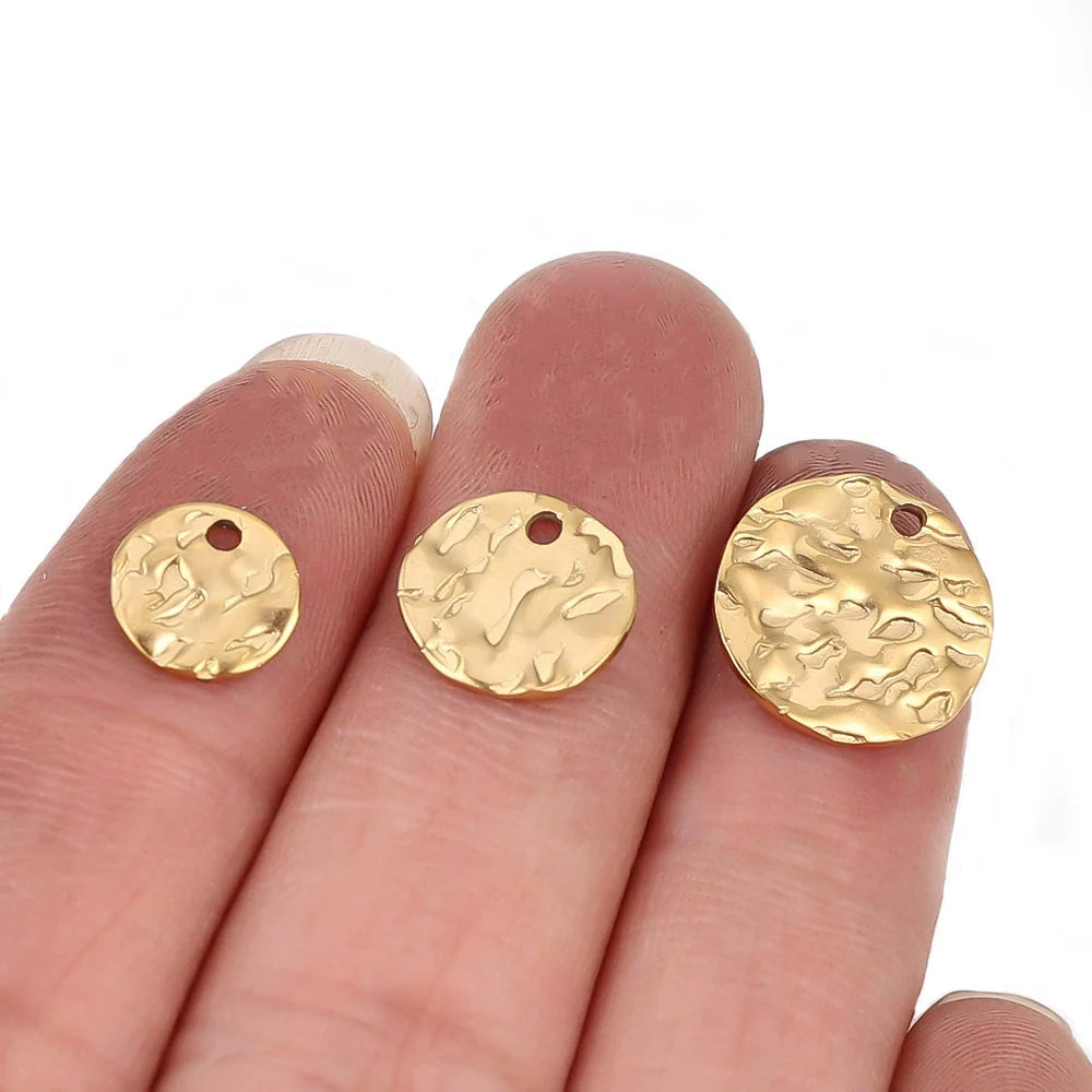 Stainless Steel Pleated Disc Embossed Pendant Jewelry Accessories With Round Pattern And Electroplating - Image 4