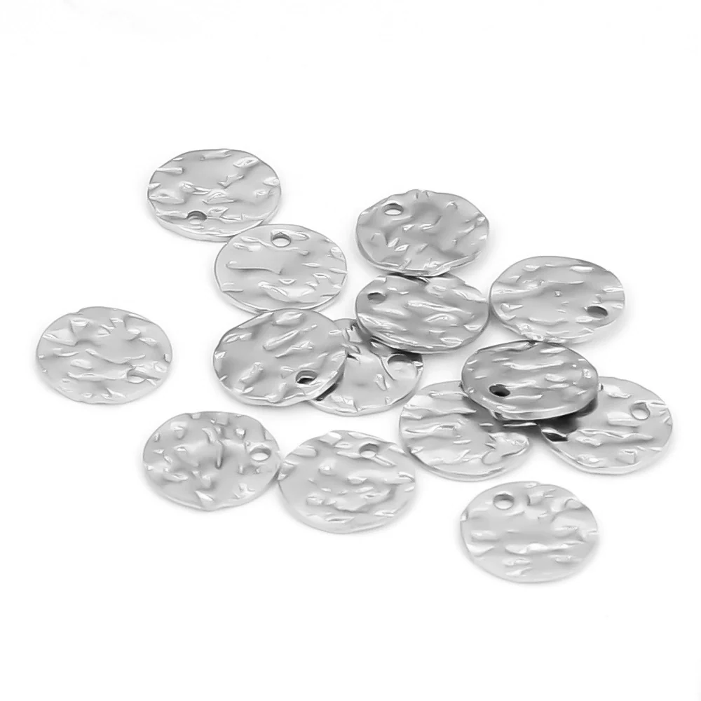 Stainless Steel Pleated Disc Embossed Pendant Jewelry Accessories With Round Pattern And Electroplating - Image 5